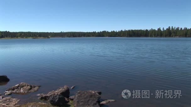 湖水和岸在白山湖畔视频