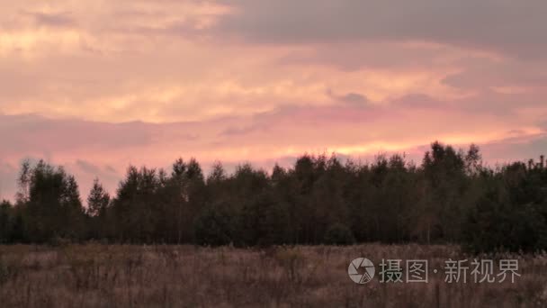 日落风景与彩霞视频