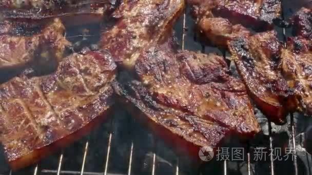 在烧烤排骨肉视频