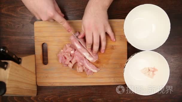 切肉准备食物视频