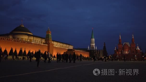 红场、 列宁陵墓、 克里姆林宫参议院，克里姆林宫墙和国家历史博物馆在晚上。到-4 k。2016 年 9 月 28 日。莫斯科，俄