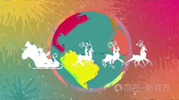 圣诞老人骑在全球范围内视频