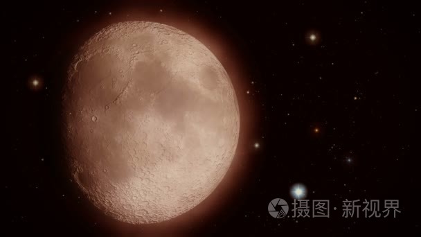 与它周围闪烁的星星月亮特写视频