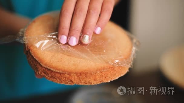 糖果解包半成品的饼干视频