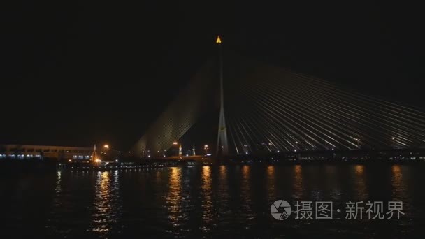 曼谷湄南河的夜景视频