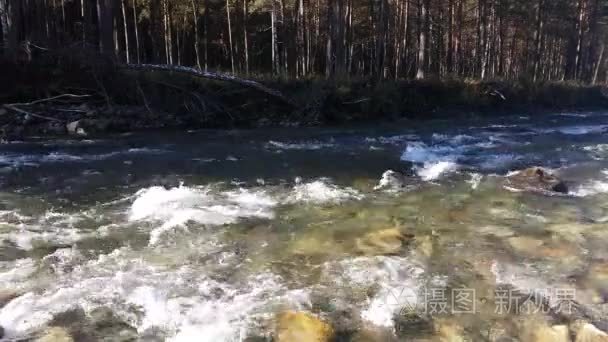 山区河流夏季，自然景观江景离岸流视图