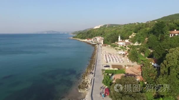 黑海在清晨美丽沙滩视频
