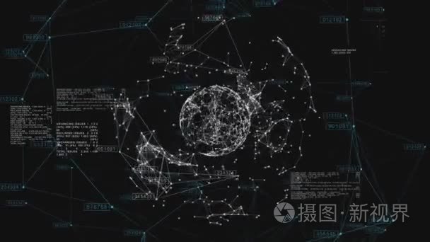 无缝的全球业务网络在空间中旋转的三维动画制作。科学概念。环回。高清 1080