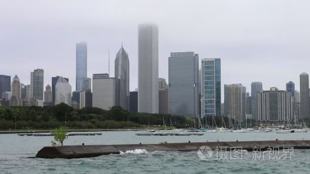 芝加哥市中心在有雾的一天视频