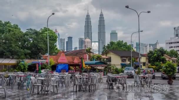 后雨马来西亚吉隆坡的双子塔