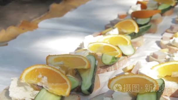 三明治加上野餐的食物视频