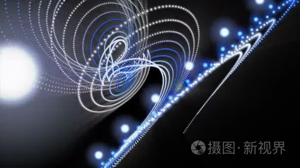 未来派动画粒子条纹对象与光微光在慢动作，4096 × 2304 循环 4 k