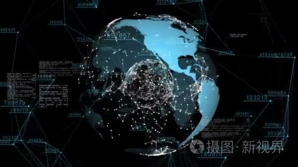 无缝的全球业务网络的三维动画制作。地球在空间中旋转。科学概念。环回。高清 1080