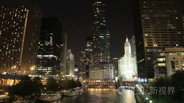 芝加哥河滨公园在晚上视频