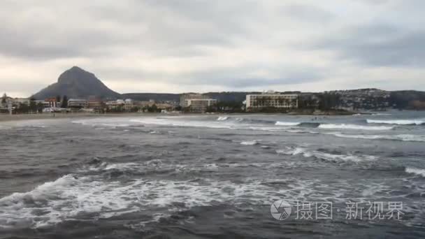 蓝色的海水的波浪视频