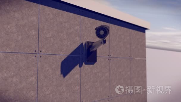 保安闭路电视摄像机安装在建筑物上