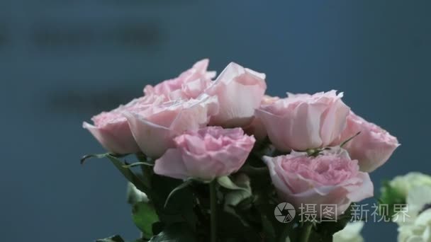 相机枝玫瑰，花在运动中的花束