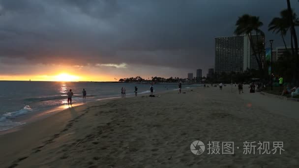 威基基海滩日落视频