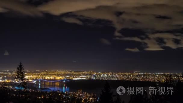 大温哥华时间流逝的夜景视频