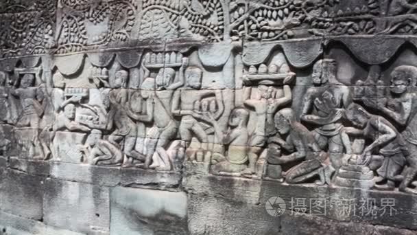 刻石图像上巴戎寺，柬埔寨，暹粒