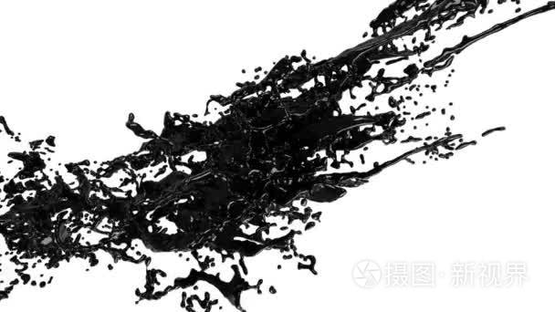 大的水花黑色的液体色的油漆
