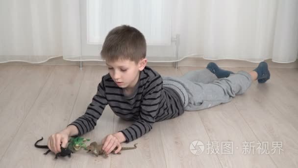 小男孩玩恐龙视频