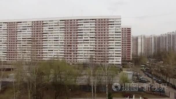 在莫斯科的住宅小区鸟瞰图视频