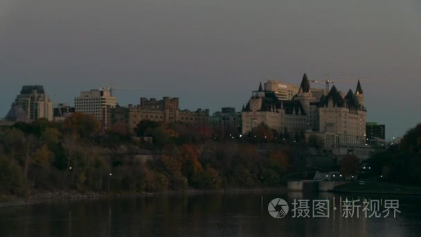 加拿大的首都渥太华黄昏视频