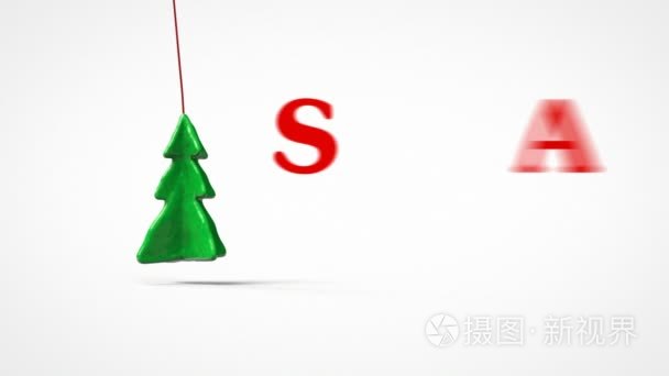 圣诞树上的绳子和题字视频