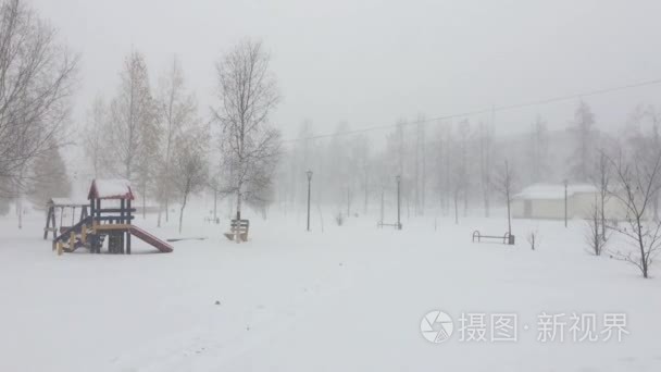 在暴风雪中秋天的天气异常视频