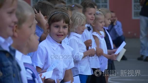 一个美丽的年轻漂亮的女孩站在海港的码头上。视频