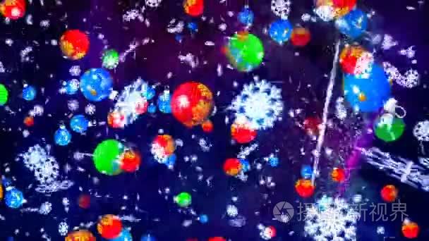 动画的落抽象多彩圣诞球视频