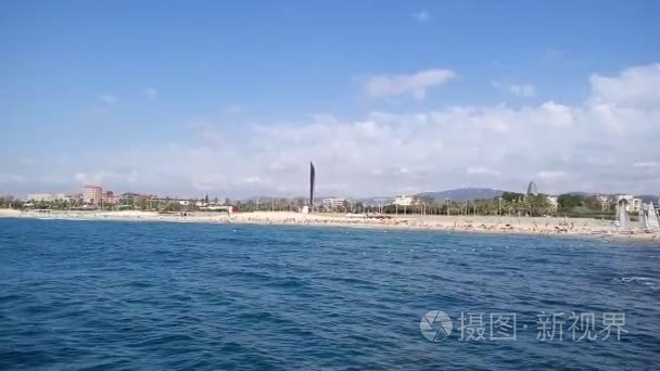 巴塞罗那海滩从海视频