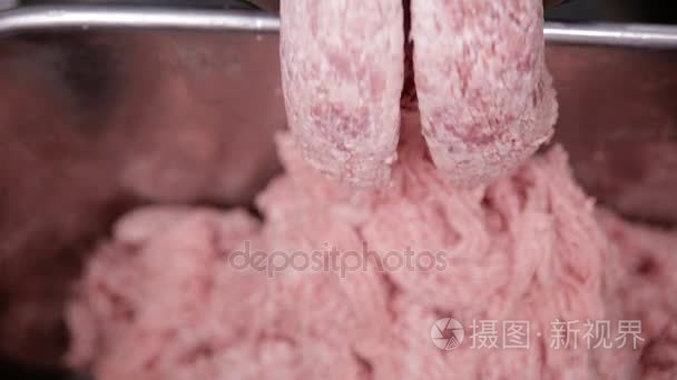 碎的肉生产。工业碎肉机的猪肉或牛肉肉的工作，使碎肉