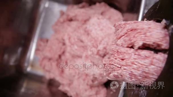 碎的肉生产。工业碎肉机的猪肉或牛肉肉的工作，使碎肉