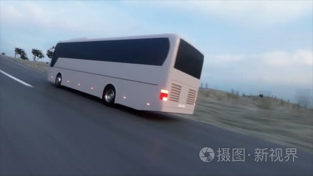 在路上，公交车公路。非常快开车。超现实主义动画