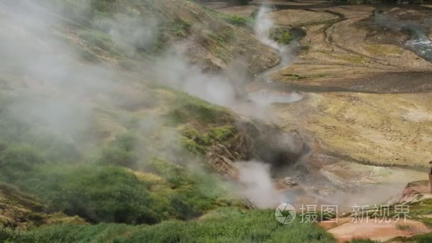 火山喷发的间歇泉间歇泉谷大视频