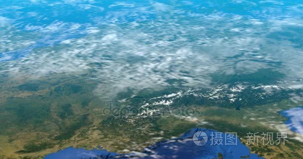 法国国家从卫星在太空中的动画视频