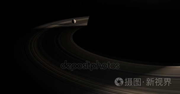 月球或卫星轨道通过土星环视频