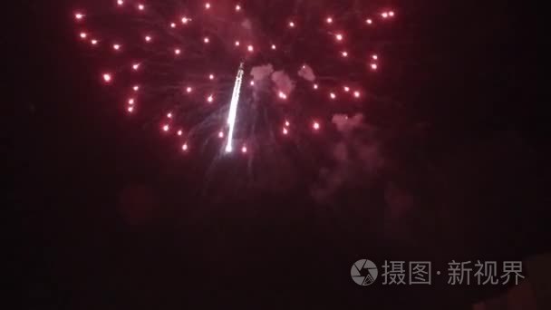 今年新年烟花在夜空上视频