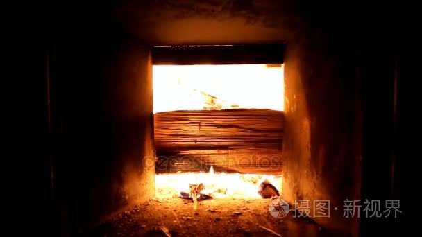 木材燃烧炉火视频