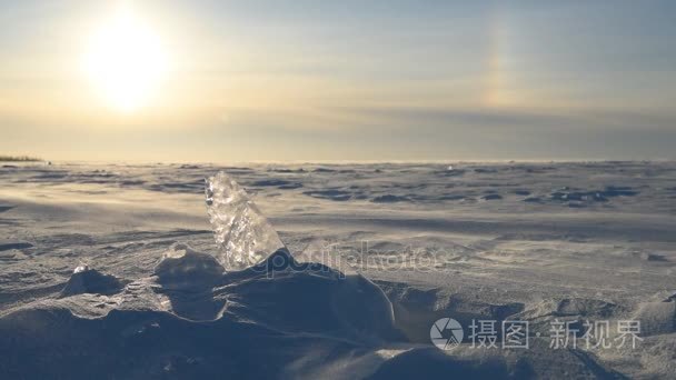 在暴风雪期间茫茫冰雪景观视频