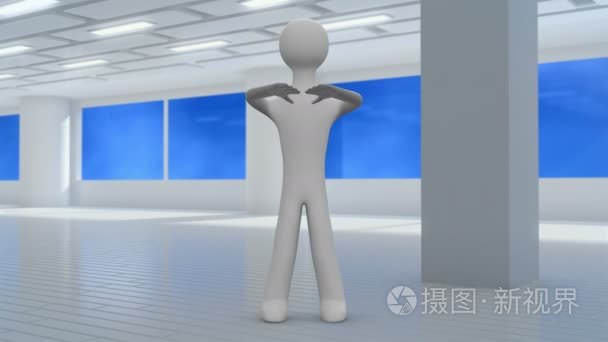 3d 男人的手在健身房锻炼。前视图。回路