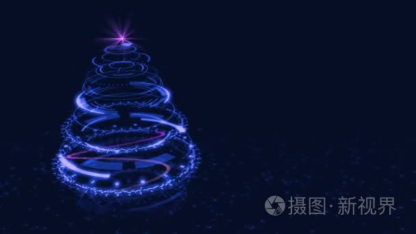 高科技蓝色圣诞树背景视频