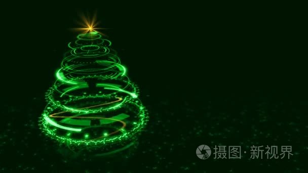 高科技绿色圣诞树背景视频