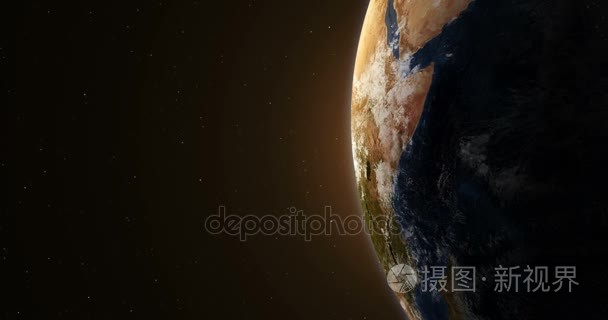 行星地球从太阳在外层空间照明的日出