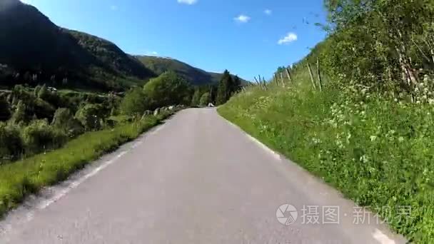 查看对这条路从一辆车由挪威美丽的乡村