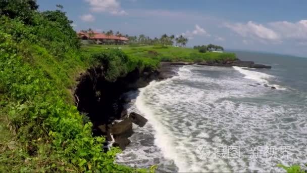 热带海岸线与异国风情酒店背景视频