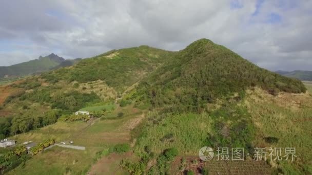 绿色的毛里求斯内地的空中场景视频