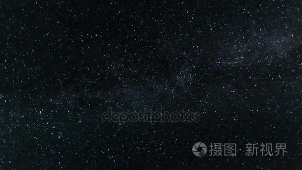 夜空闪亮的星星和银河系时间流逝